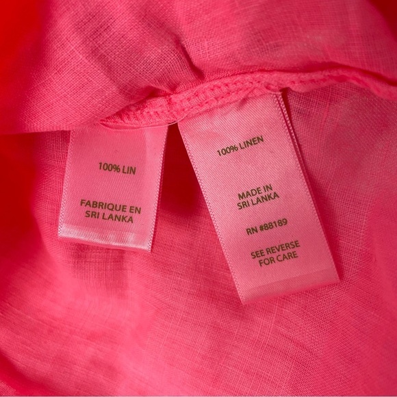 Lilly Pulitzer Pink Linen Button-Down Shirt | Women’s XXS Long Sleeve Top NWT - Picture 7 of 7